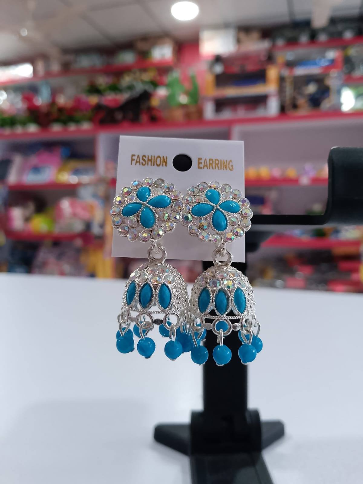 Silver-Plated Floral Jhumka