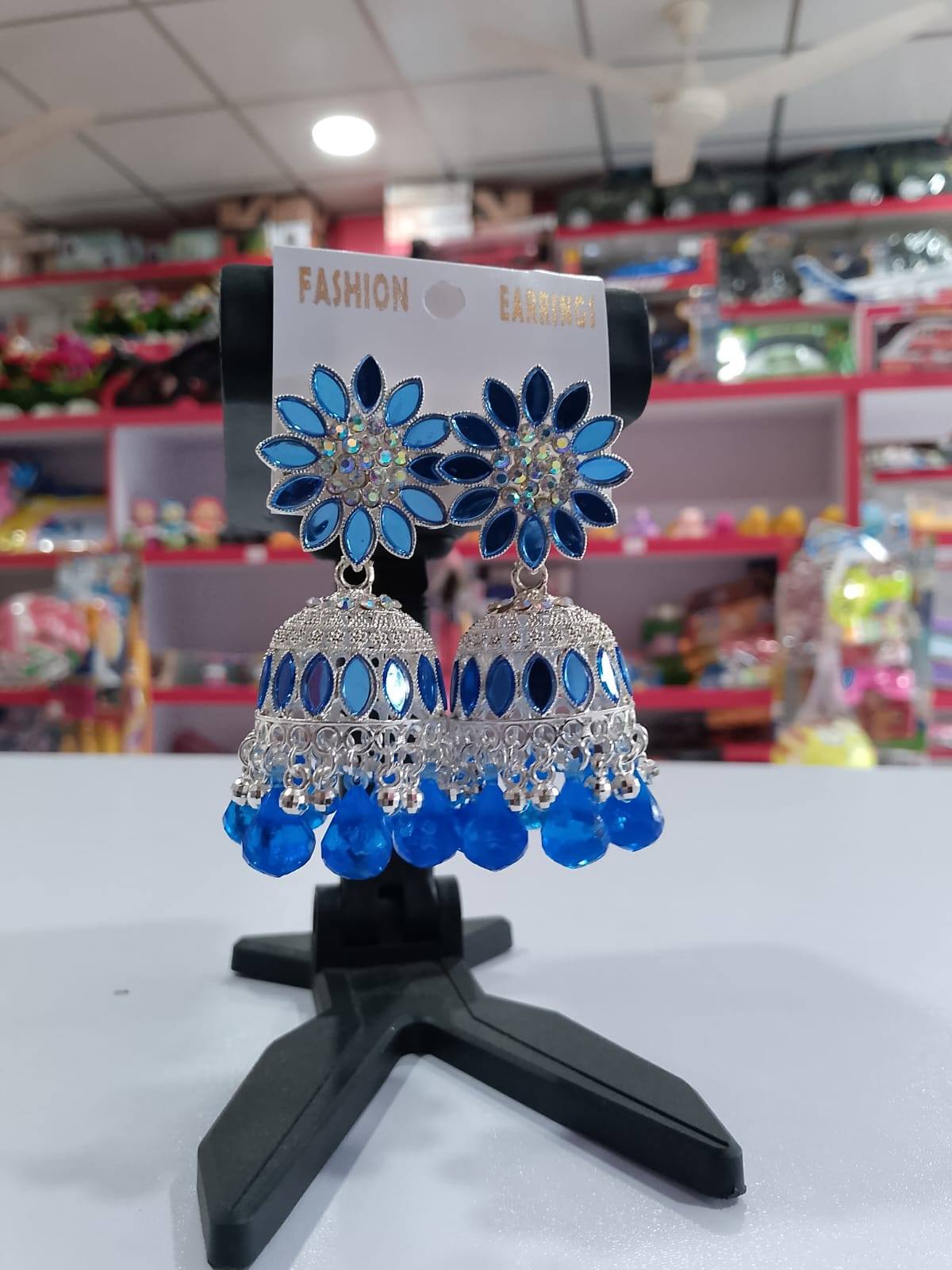Blue Sunflower Jhumka